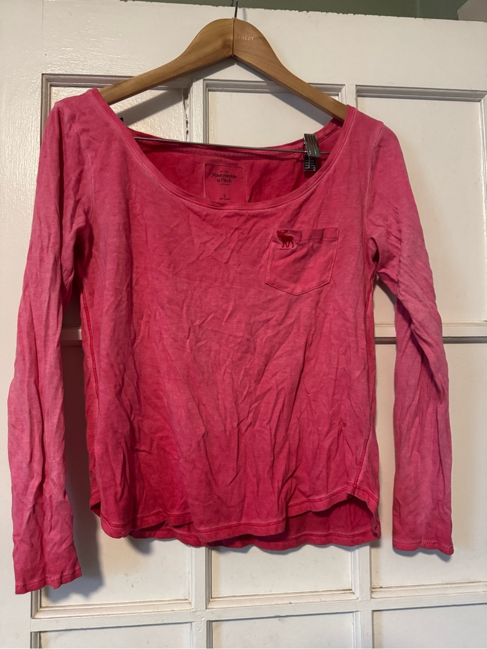 Abercrombie & Fitch Pink Scoop Neck Long Sleeve Tee